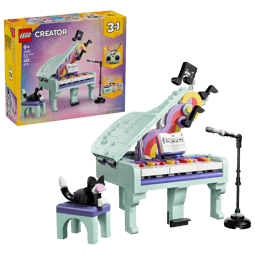 Flygel med musikdekorationer och katt 31392